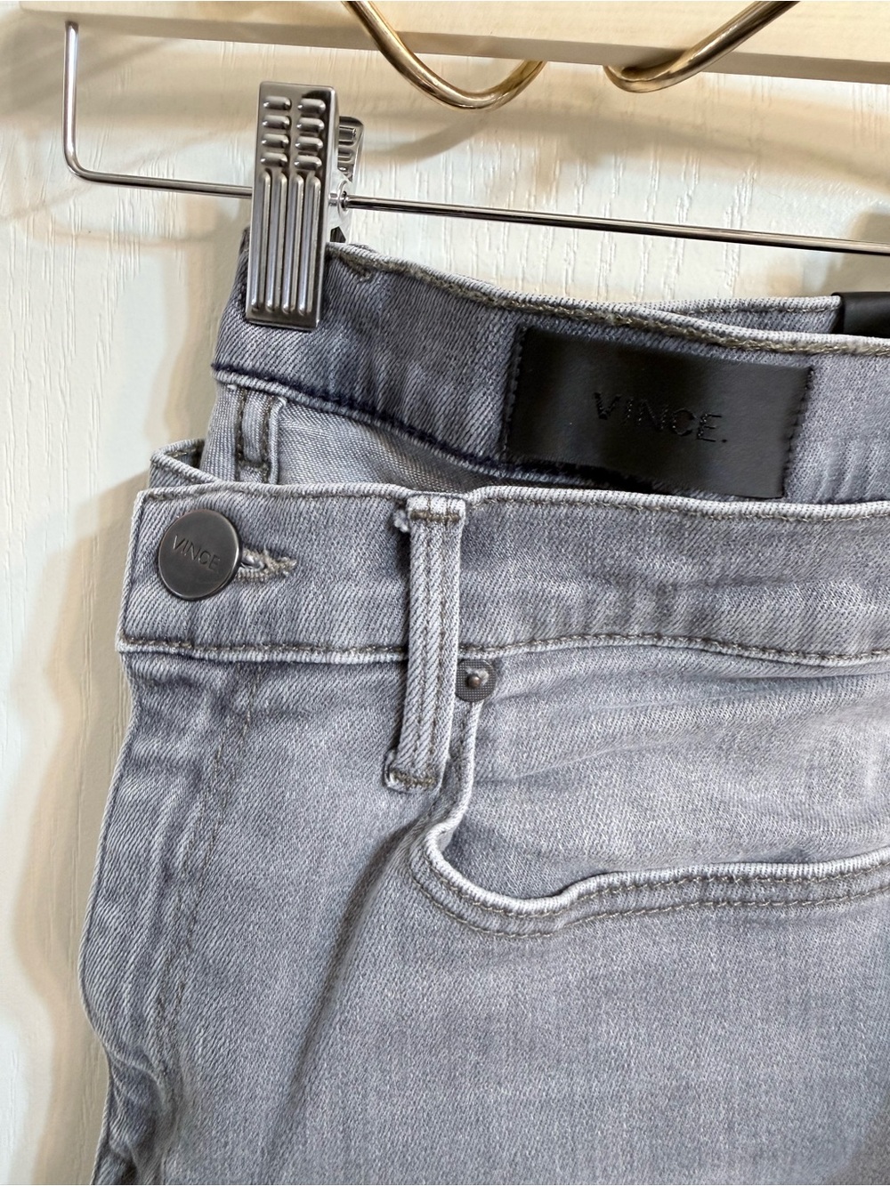 Vince Mason Relaxed Rolled Jeans Grey Wash Denim Size 30